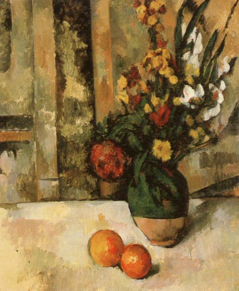 Vase a fleurs et pommes